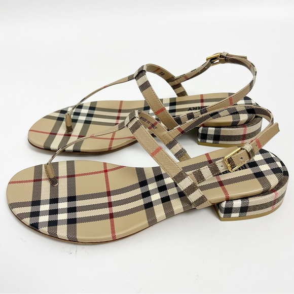 Burberry Shoes - Burberry Emily Check Slingback Thong Sandals Sz 38 US Sz 8 NWT
